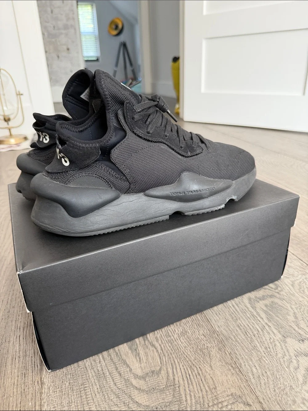 Y-3 Men’s Black Low-Top Knit Sneakers
